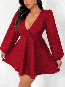 Celure Vestido largo elegante de manga larga con cuello en V profundo y cruce envolvente en talla grande para ropa de Año Nuevo