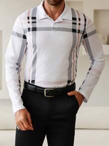 Manfinity Homme Men Casual Colorblock Striped Polo Shirt For Autumn