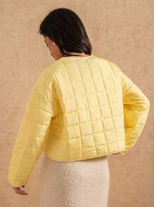 Forever 21 Women's Winter Casual Solid Color Padded Coat - Yellow - View 2