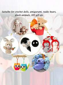 100 piezas de ojos de plástico negro con arandelas para muñecos amigurumi de ganchillo, animales de peluche de juguete, oso de peluche, muñeca de peluche, manualidades DIY, costura, duraderos, seguros y fáciles de usar en varios tamaños