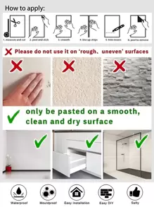 1roll PET Kitchen Sticker, Modern Marble Pattern Waterproof Oil Proof Kitchen Wall Decal For Kitchen Decoration All Year Use Valentine's Day, Valentines Wedding, Birthday - Black and White - View 6