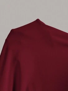 SHEIN EZwear Wine Red Knit Crew Neck Pleated Elegant Sleeveless Bodycon Dress,Summer Dresses For Women - Burgundy - View 5