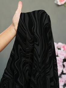 Slaydiva Vestido de manga larga con cordones y estampado de mármol para mujeres de talla grande, ideal para días festivos como Año Nuevo y San Valentín