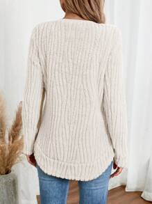 EMERY ROSE Áo nỉ cổ tròn thường ngày cho nữ, phong cách tối giản để mặc hàng ngày - trắng - Xem 6