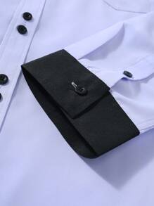 Manfinity Mode Cămașă bărbătească casual cu mânecă lungă, cu imprimeu color block, toamnă, pentru toamnă