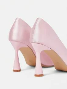 CUCCOO HITCHD Women Faux Pearl Decor Bow Point Toe High Heel Dress Shoes For Christmas And New Year Holiday Vibe Fall And Winter - Pink - View 8