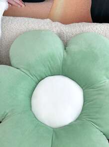 1 件花卉形状抱枕、花卉装饰靠垫、柔软花卉装饰枕、地板枕、座垫、沙发、床上装饰枕、送给家人和朋友的礼物、可爱的房间装饰和卧室沙发椅枕（绿色，17.7 英寸）