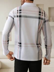 Manfinity Homme Men Casual Colorblock Striped Polo Shirt For Autumn