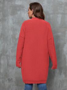 Franclia Plus Size Women's Solid Color Drop Shoulder Long Sleeve Single-Breasted Casual Loose Cardigan, Autumn/Winter