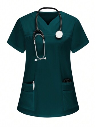 PopScrub Casacca corta da infermiera con doppia tasca, uniforme