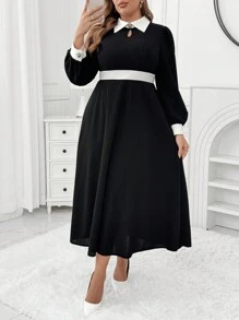 Celure Vestido largo de talla grande de estilo casual y sencillo para uso diario para mujeres