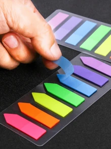 SHEIN Transparente Haftnotizen, 7 Farben, 7 Sets, wasserfest, beschreibbare Tags für Studenten zum Lesen, Markieren von Notizbüchern, Büroartikel als Stationery, Valentinstag, Hochzeit, Geburtstag