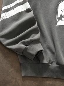 Manfinity VCAY Men's Digital Print Knitted Long Sleeve Pullover Graphic Sweatshirt, For Friends, Husband, Boyfriend Gifts, For Fall Winter