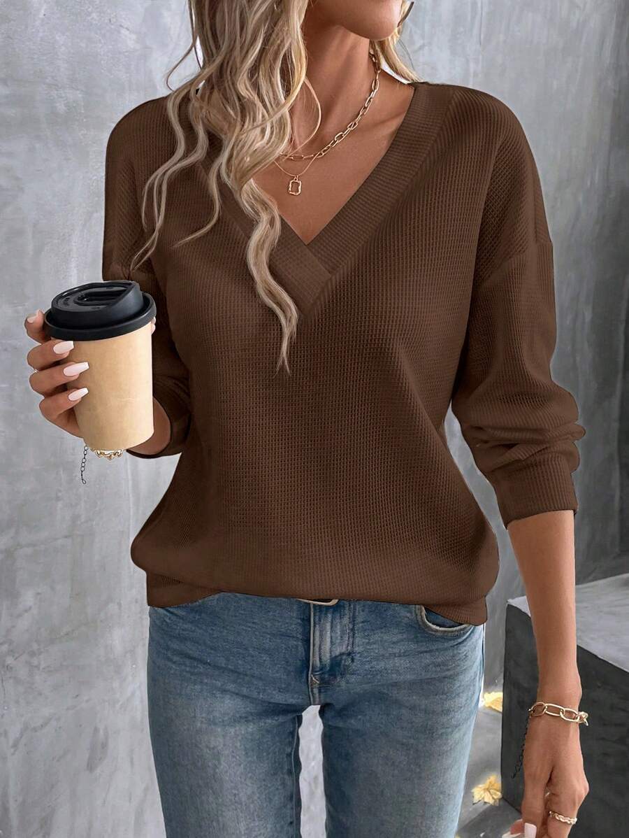 SHEIN LUNE 女式休闲纯色长袖 T 恤，秋季