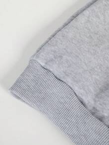 SHEIN Explorewe 2 件/套 Tween Boys High Street 字母和蜘蛛印花拼色保暖内衬连帽衫和裤子套装，休闲运动装 - 灰色 - 查看 3