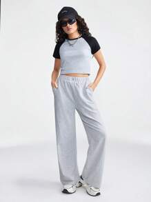 Coolane Kids Teen Solid Color Patch Long Pants, Casual Daily Wear