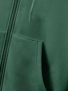 Cottnline Young Men's Casual Large Graphic Print Zip-Up Hoodie Sweatshirt - Dark Green - View 4