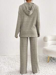 SHEIN 2pcs Maternity Casual Solid Color Dropped Shoulder Long Sleeve Hooded Sweatshirt And Pants Set, Autumn