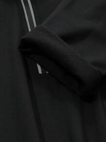 DAZY Tricou bărbătesc cu mânecă lungă, casual, versatil, în culori contrastante, cu fermoar pe jumătate, haine de toamnă pentru afaceri - Negru - Vizualizare 3