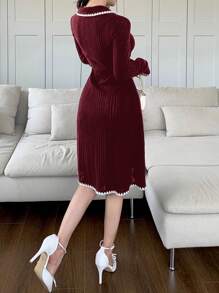 Mulvari Vestido casual mini de manga larga con cuello polo, puños acanalados y volantes con estampado floral, para otoño
