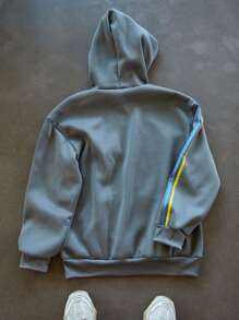 Manfinity EMRG 2 pezzi/set giacca con cappuccio da uomo con tasche e pantaloni con vita regolabile con cordino - nero - Visualizzare 2