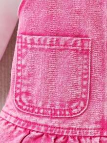 SHEIN New Cute Ruffle Adjustable Denim Suspender Dress For Baby & Toddler Girls - Pink - View 4