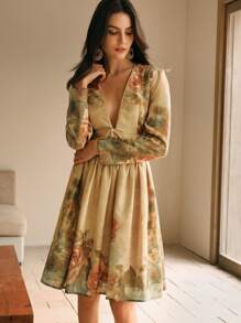 Anewsta New Arrival 3D Cut-Out Design Lace-Up Printed Mini Dress For Women - Multicolor - View 6