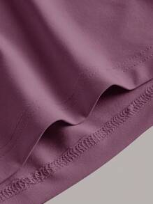 SHEIN EZwear 休闲简约紫色针织无袖紧身连衣裙 - 紫色 - 查看 4