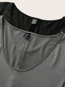 SHEIN SXY 2 Pairs Women Solid Color Tight Fit Jumpsuit Pants, Casual For Autumn/Winter - Grey - View 7