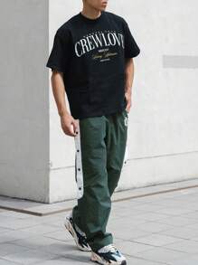 DAZY Men's Casual Color Block Letter Print Pants Men Joggers