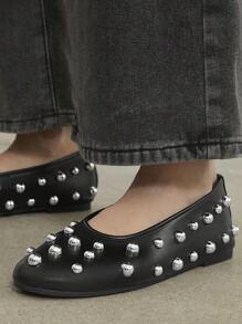 SHUZIA Casual Ballet Comfort Soft Slip On Flats - Black - View 3