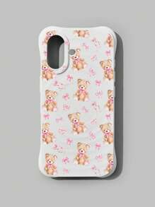 ROMWE Kawaii 1 件粉色蝴蝶结泰迪熊设计磁卡槽手机壳，适用于 iPhone 11 12 13 14 15 Pro Max 16 16Pro 16Plus 16ProMax - 彩色 - 查看 4