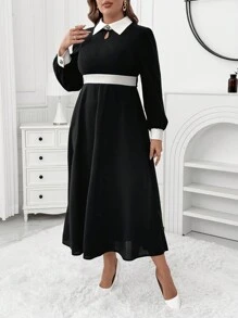 Celure Vestido largo de talla grande de estilo casual y sencillo para uso diario para mujeres