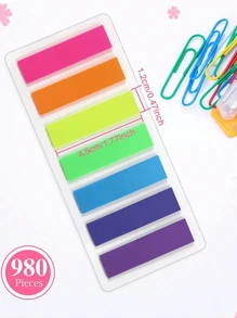 SHEIN Transparente Haftnotizen, 7 Farben, 7 Sets, wasserfest, beschreibbare Tags für Studenten zum Lesen, Markieren von Notizbüchern, Büroartikel als Stationery, Valentinstag, Hochzeit, Geburtstag