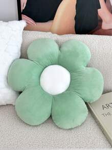 1 件花卉形状抱枕、花卉装饰靠垫、柔软花卉装饰枕、地板枕、座垫、沙发、床上装饰枕、送给家人和朋友的礼物、可爱的房间装饰和卧室沙发椅枕（绿色，17.7 英寸）