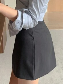 DAZY Effen bodycon minirok voor dames, grijs, alle seizoenen, kokerrok