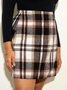 SHEIN Tall CURVE Jupe trapèze vintage tout-aller à carreaux, grande taille, automne
