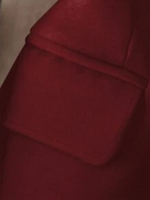 Franclia Women Spring And Autumn Casual Solid Color Double-Breasted Suit Jacket - Burgundy - View 3