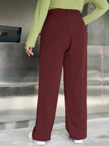 Dazy Plus Plus Size Straight-Leg Casual Loose Pants, Business Casual, Suitable For All Seasons - Chinese New Year - Burgundy - View 2