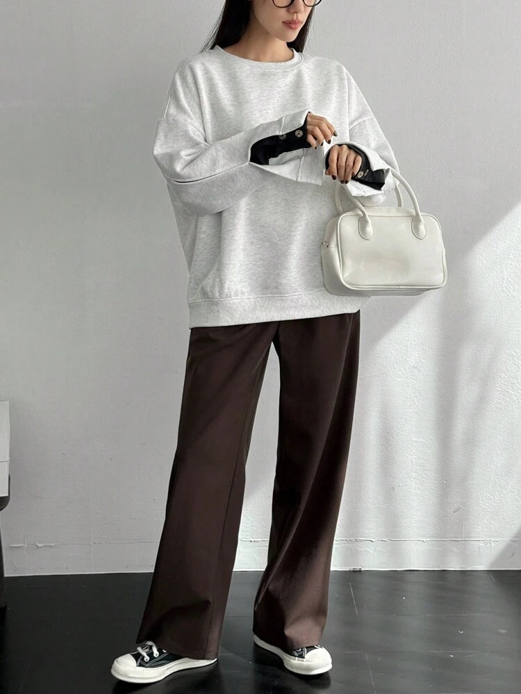 Women's Stylish Color Block Patchwork Fleece Sweatshirt,Fall Women Clothes