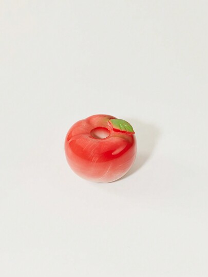 Zazumi 1 pieza Soporte de vela de cerámica con diseño de manzana roja y rosa, color brillante de verano y primavera, perfecto para sostener velas, ideal para bodas, cenas, fiestas, decoración navideña del hogar, San Valentín, decoración de mesa Rama, regalo de inauguración de casa, uso en fiestas, decoración de B&B