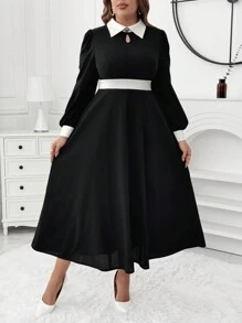 Celure Vestido largo de talla grande de estilo casual y sencillo para uso diario para mujeres