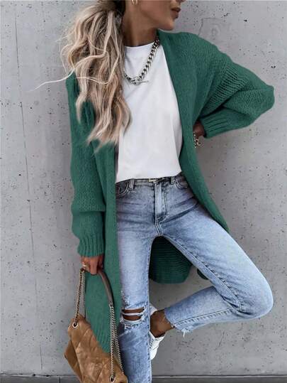 EMERY ROSE Chaqueta de punto casual de unicolor y estilo sencillo, para uso diario