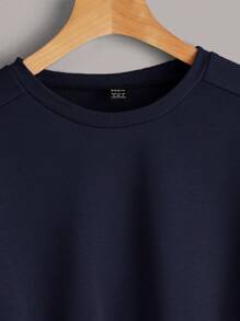 Muchica Set de 2 sudaderas básicas de punto con cuello redondo para mujer - Azul Marino - Ver 9