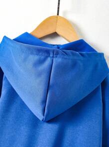 2 件/套年轻男孩儿童卡通长颈鹿连帽衫，深蓝色调为孩子提供稳定而充满活力的穿着体验 - 藏蓝色 - 查看 3