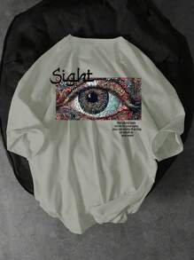 Manfinity EMRG Men's Eye Print Round Neck Short Sleeve T-Shirt - Mint Green - View 1