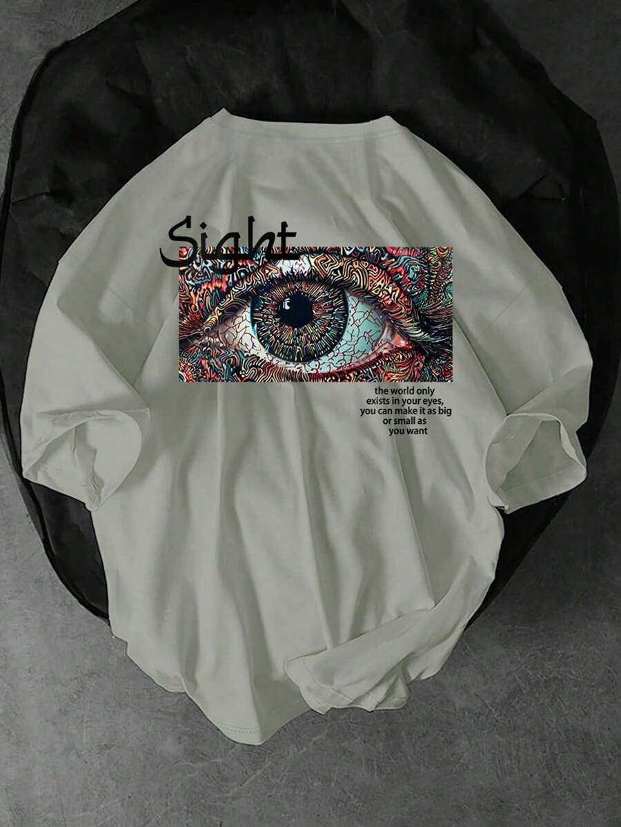 Manfinity EMRG Men's Eye Print Round Neck Short Sleeve T-Shirt - Mint Green - View 1