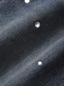 DAZY Women Rhinestone Pocket Casual Versatile Flare Leg Jeans - Dark Wash - View 8