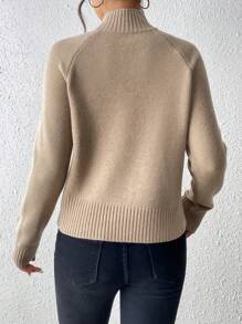 Chiquease Damen Pullover mit hohem Kragen, schräger Kante und Metallknöpfen, Strickpullover für Herbst und Winter