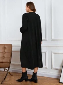 SHEIN LUNE Set de 2 piezas de mujer de talla grande con cárdigan rizado de color albaricoque y vestido para otoño e invierno, ideal para viajes, aeropuerto, vacaciones, año nuevo y cumpleaños